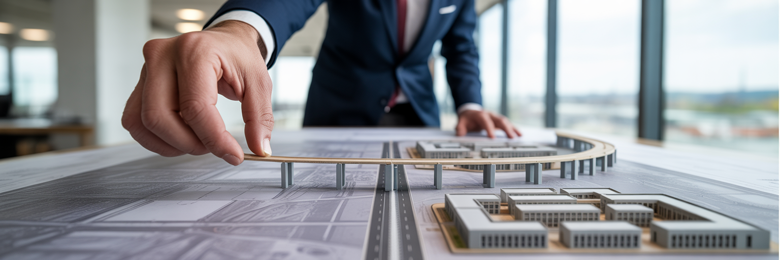 Eine Hand verbindet alte und neue Infrastruktur mit einer Brücke.